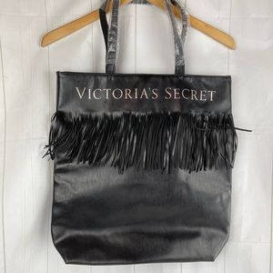 NWOT Victoria’s Secret Black Fringe Tote Bag